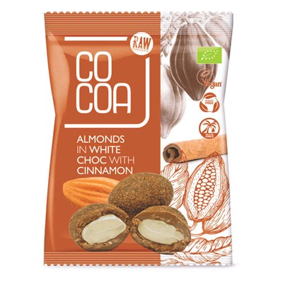 COCOA migdały w białej z cynamonem BIO 70g