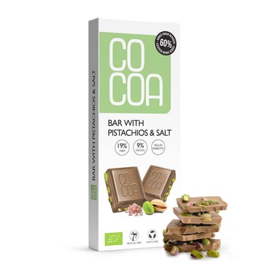 COCOA biała z pistacjami i solą BIO 40g